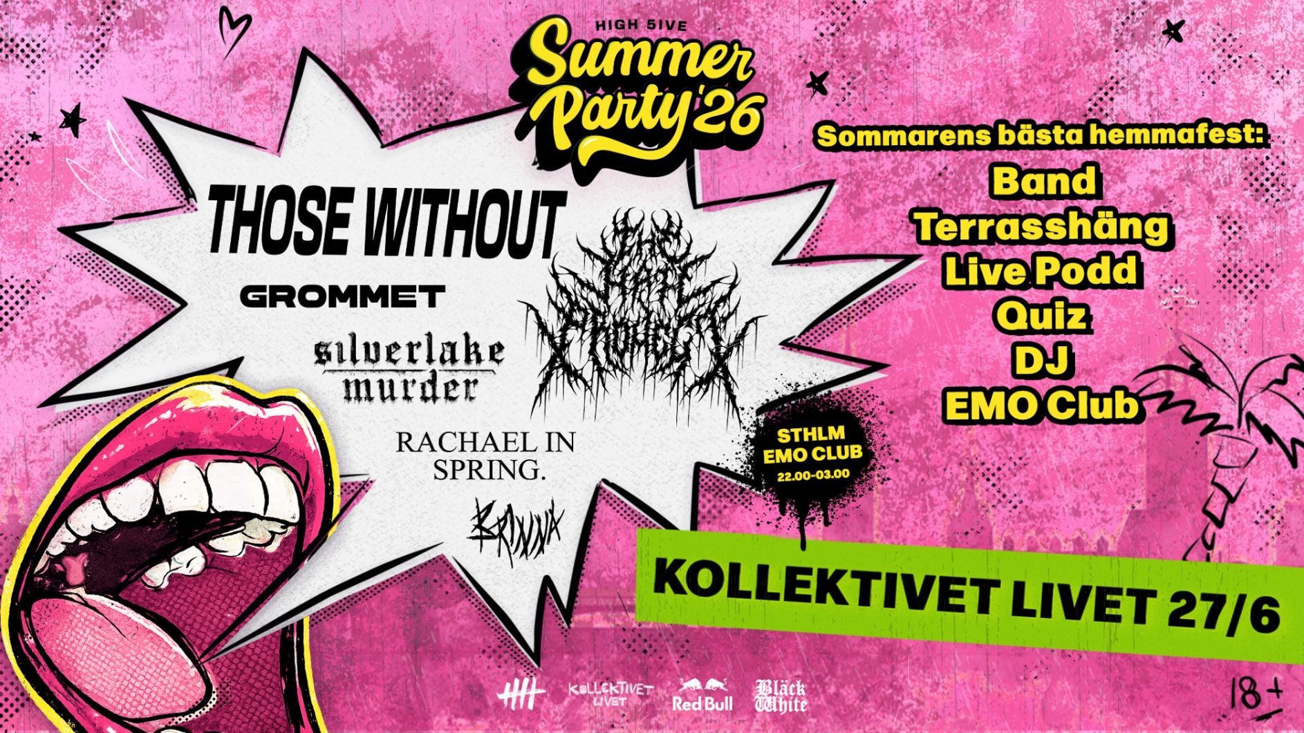 High 5ive Summer Party live at Kollektivet Livet — Lilla Scen, Stockholm 27 Jun 2026 — gig poster